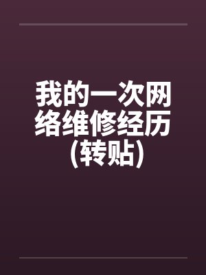 我的一次网络维修经历 (转贴)by佚名封面